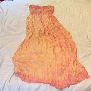 O'Neill Strapless Maxi Dress in Peach and Pink Ombre